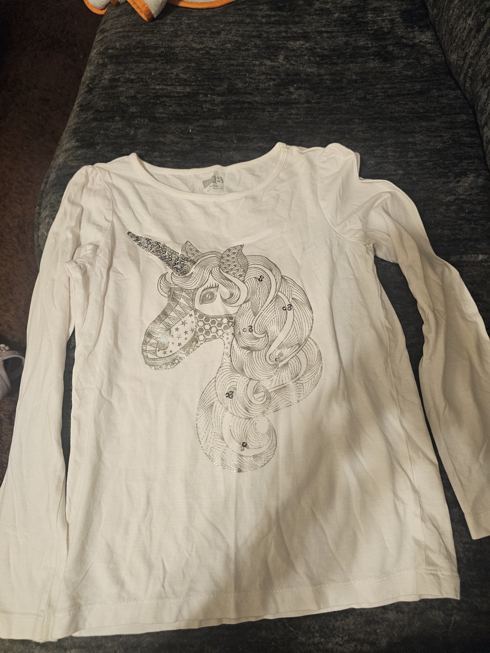 Crazy 8 White Long-Sleeve Unicorn Graphic Tee